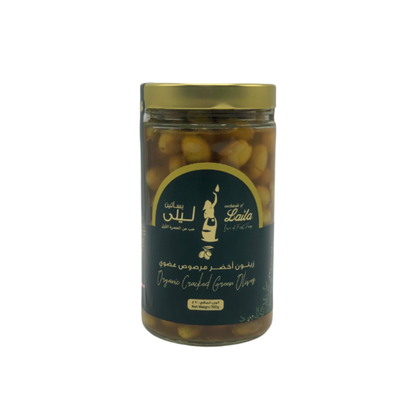 Organic Cracked Green Olives 700G